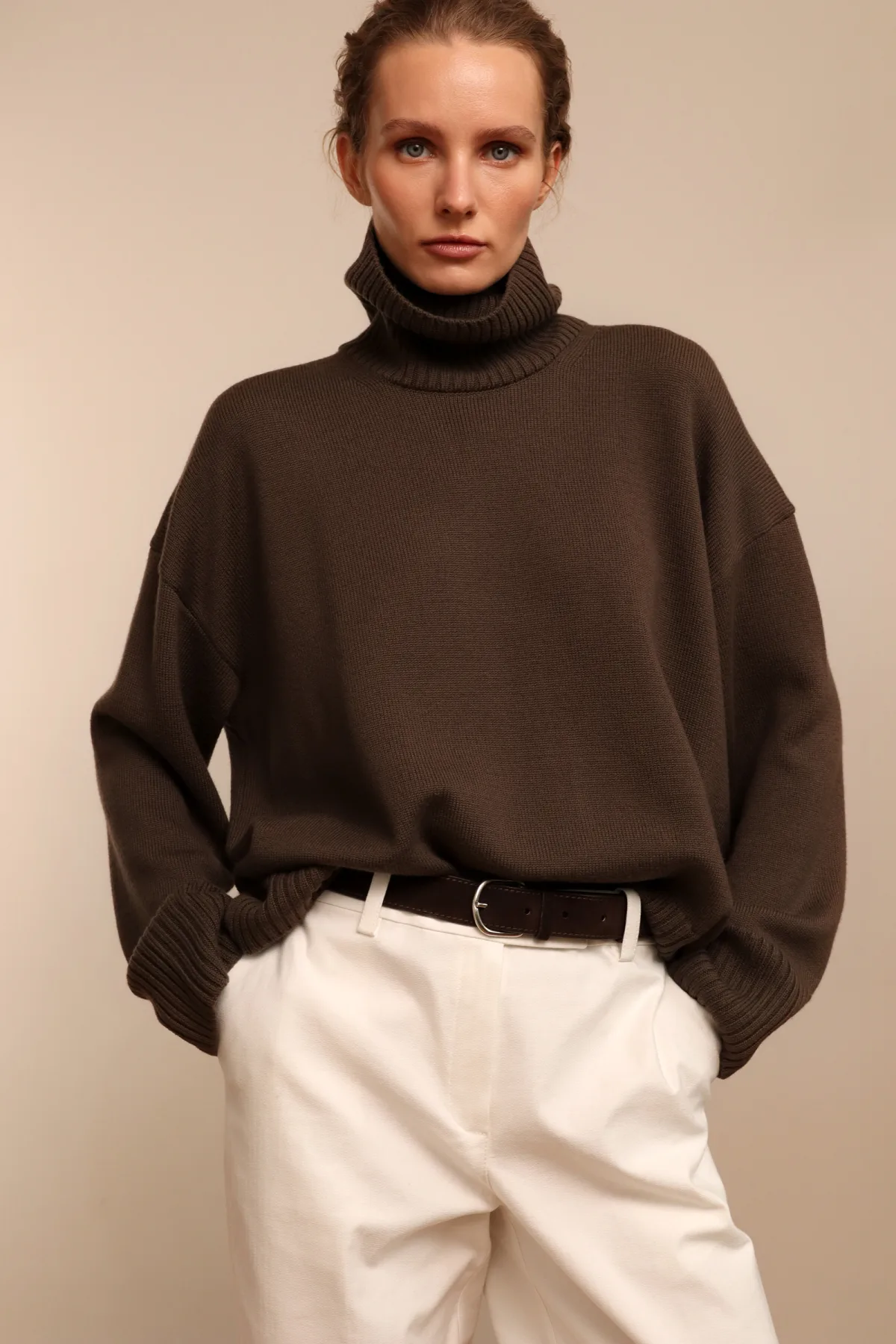 Свитер объемный Merino, молочный шоколад
