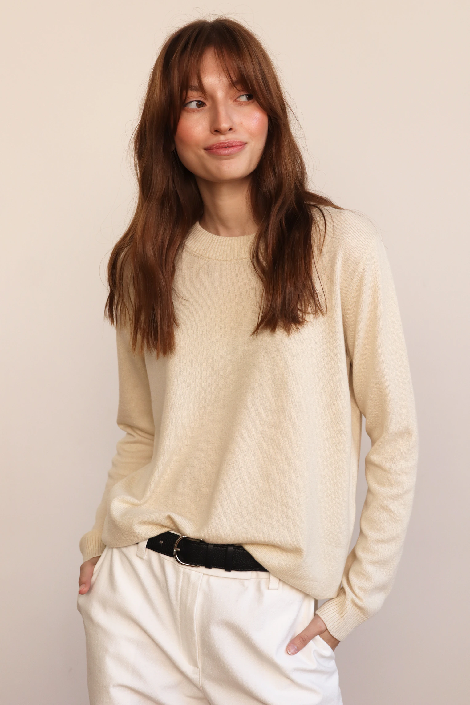Джемпер Parisienne из 100% кашемира, сливочный